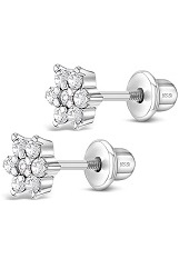 nice silver 5mm clear cubic zirconia baby birthstone earrings